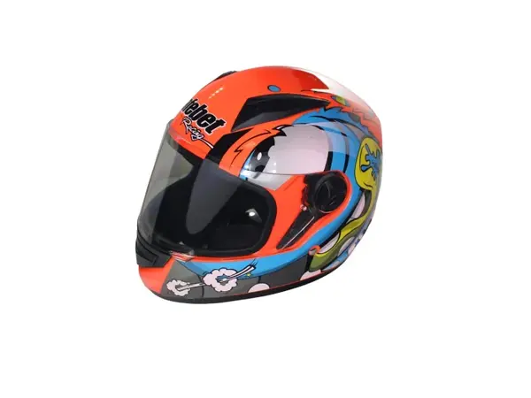 Casca moto integrala adulti, Safebet HF-111K, culoare portocaliu albastru, marime M