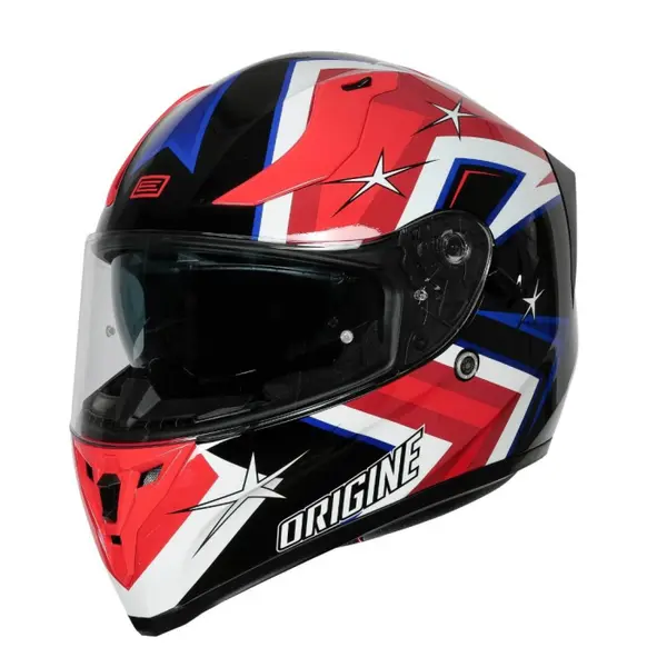 Casca moto integrala cu ochelari, Origine Strada Speddy, culoare negru rosu lucios, marime L