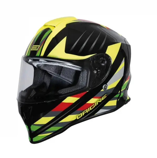 Casca moto integrala, Origine Dinamo Foolish, culoare negru galben lucios, marime S