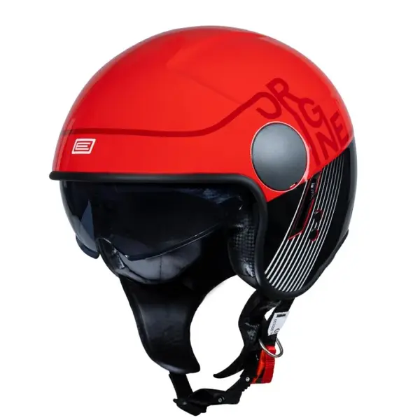 Casca moto jet cu ochelari, Origine Sierra Snatch, culoare rosu fluo, marime L
