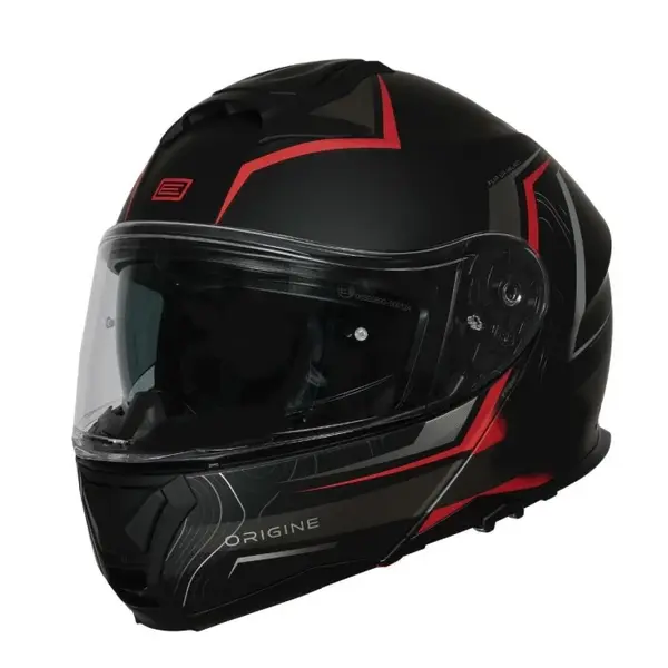 Casca moto Origine Logic Path rabatabila cu ochelari, culoare negru rosu, marime S