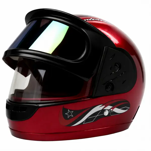 Casca Moto Scuter Full Face FIXATO, Viziera Dubla, Marime Universala 59-62cm, Rosu