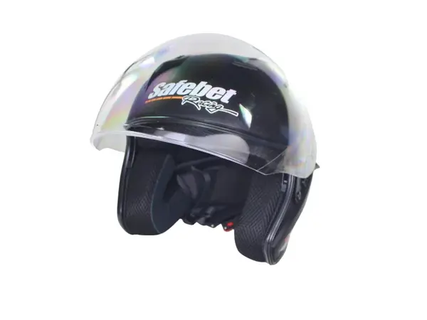 Casca moto semi-integrala cu ochelari adulti, Safebet HF-227, culoare negru mat, marime L