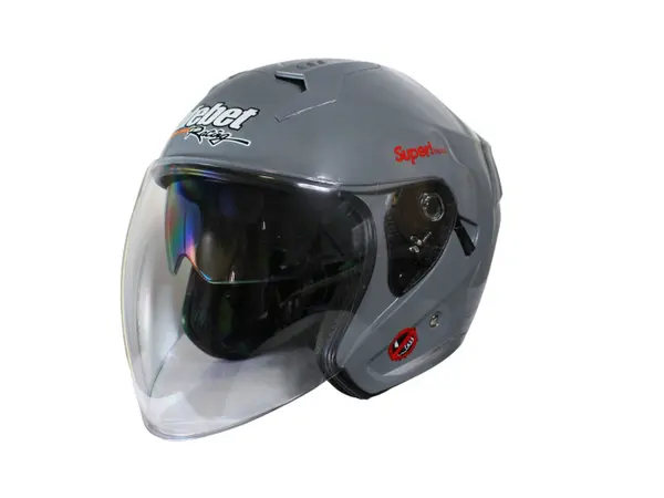 Casca moto semi-integrala cu ochelari adulti, Safebet HF-227, culoare argintiu, marime L