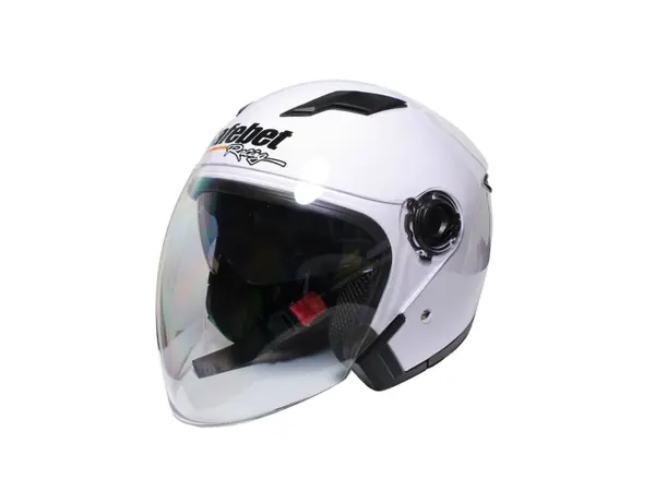 Casca moto semi-integrala cu ochelari pentru adulti, Safebet HF-223, culoare alb, marime S