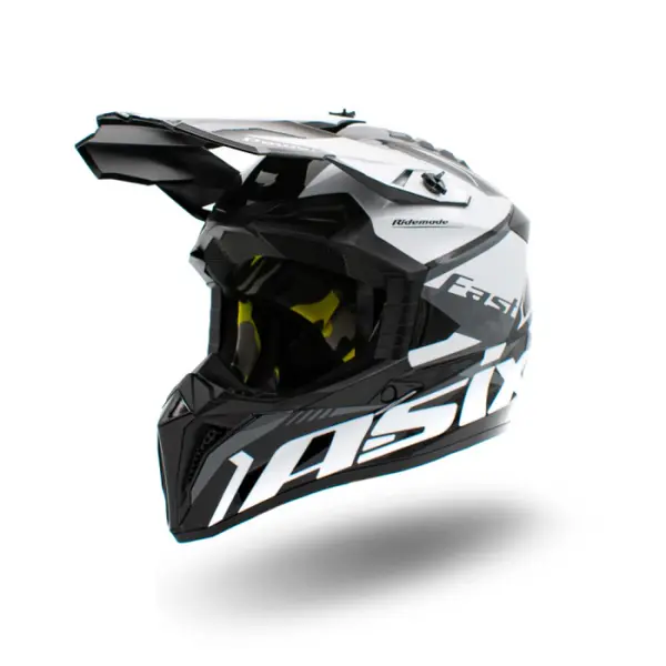 Casca motocross atv copii Asix 127, culoare negru alb, marime YL, 55-56cm