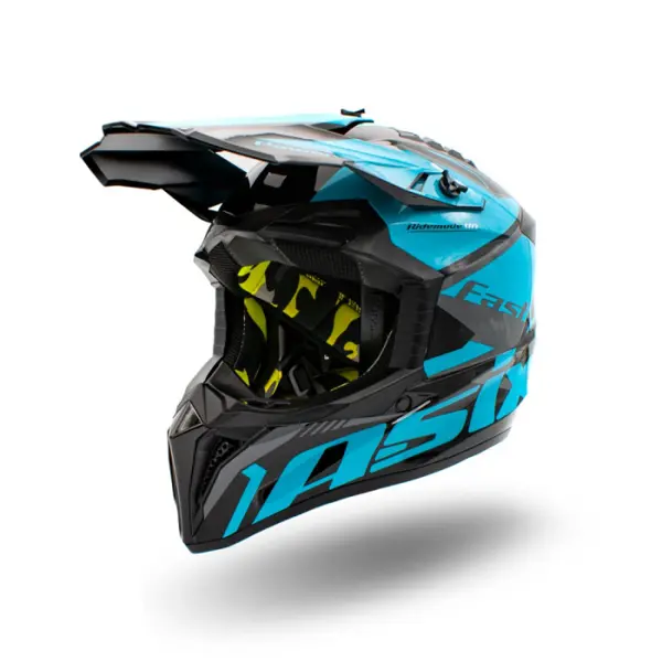 Casca motocross atv copii Asix 127, culoare negru albastru, marime YL, 55-56cm