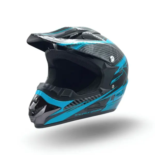 Casca motocross atv copii XTR 125, culoare negru albastru, marime YS, 51-52cm