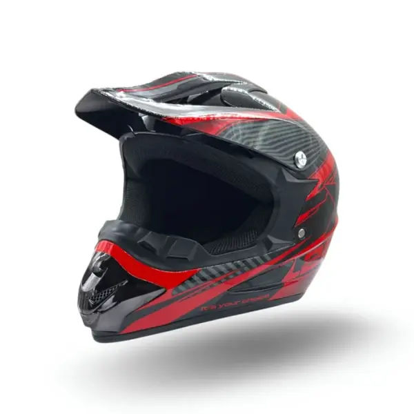 Casca motocross atv copii XTR 125, culoare negru rosu, marime YL, 55-56cm
