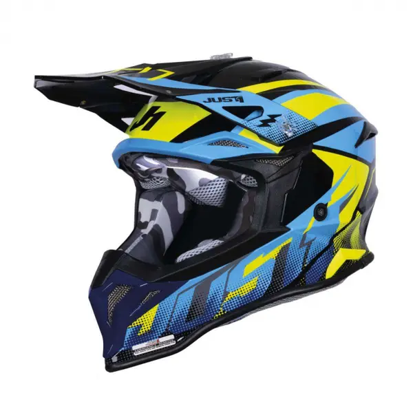 Casca motocross atv JUST1 J39 Revo, culoare albastru galben, marime L