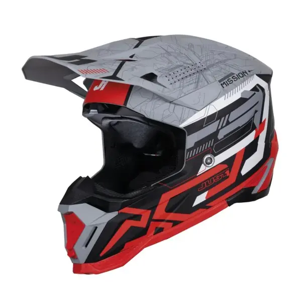 Casca motocross atv JUST1 J40 MISSION,rosu gri mat,marime M