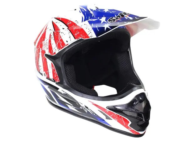 Casca motocross atv, SAFEBET HF-115 Q183, culoare albastru rosu, marime XL