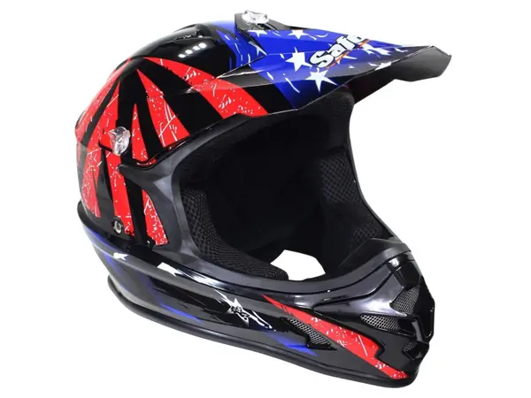 Casca motocross atv, SAFEBET HF-115 Q183, culoare rosu albastru, marime XL