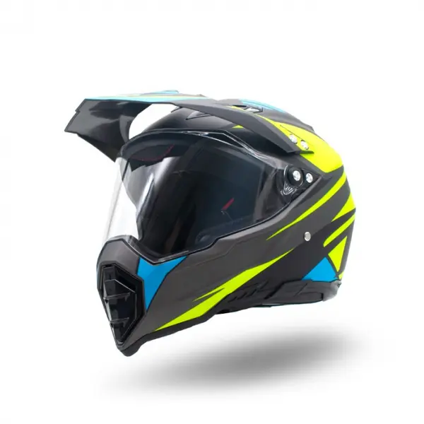 Casca motocross enduro adulti XTR 128, culoare galben albastru, marime XL