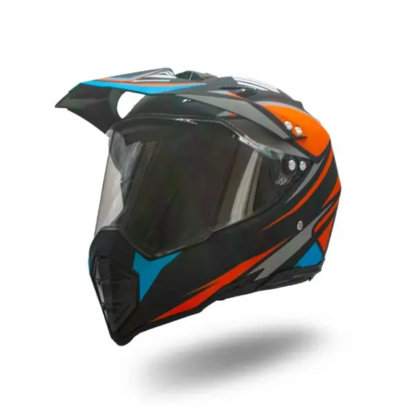 Casca motocross enduro adulti XTR 128, culoare portocaliu albastru, marime XL
