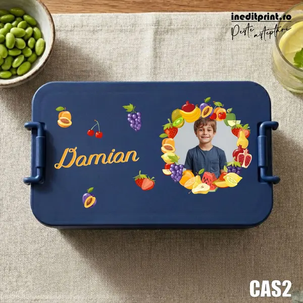 Caserola personalizata cu Fotografie si nume CAS2 Bleumarin