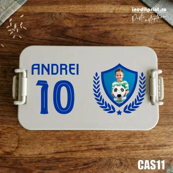 Caserola personalizata cu fotografie si nume fotbalist CAS11 Bej