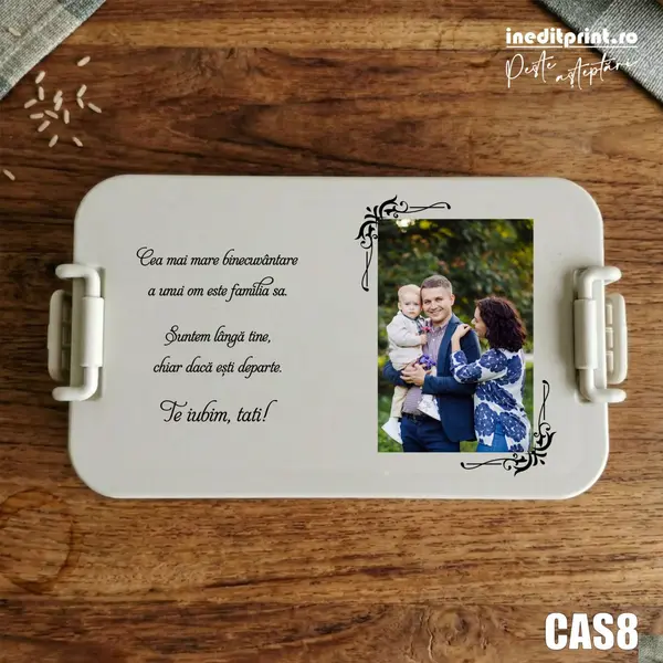 Caserola personalizata cu Fotografie si text CAS8 Bej