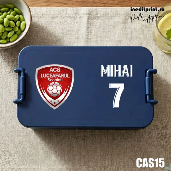 Caserola personalizata nume, numar si sigla CAS15 Bleumarin