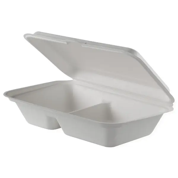 Caserole Biodegradabile, Compostabile 2 Compartimente, Albe 23x15 cm, 25 buc