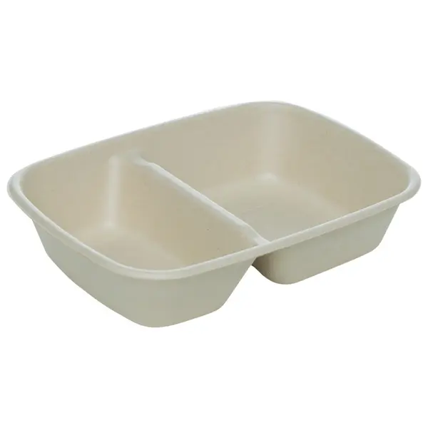 Caserole Biodegradabile, Compostabile 2 Compartimente, Natur, 23x16 cm, 900 ml, 50 buc