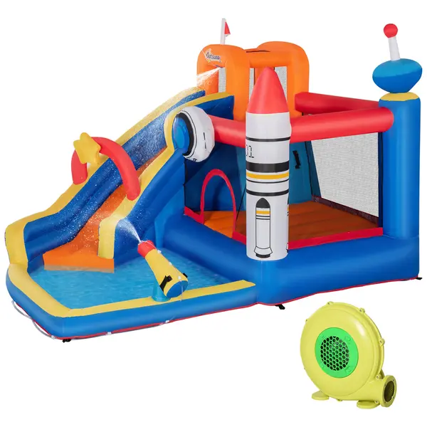 Castel gonflabil 5 in 1 Outsunny pentru copii cu geanta de transport 3,3x2,8x2m | Aosom Romania