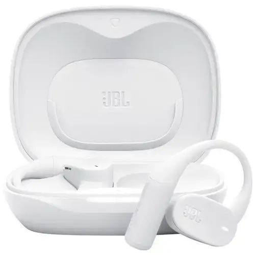 Casti Alergare Open-Ear JBL Sense Lite, True Wireless, Bluetooth, 4 microfoane, Multipoint, Autonomie 32 ore, IP54, Alb