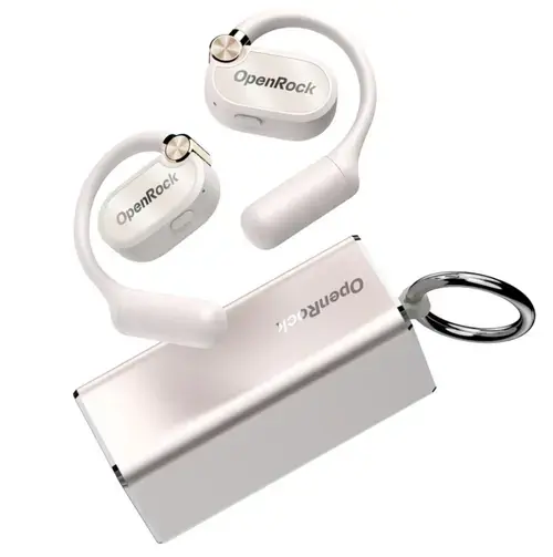 Casti alergare True Wireless OpenROck X, Open-Ear, Bluetooth 5.3, Anulare Zgomot cu AI, Multi-Pairing, 4 microfoane (Alb)