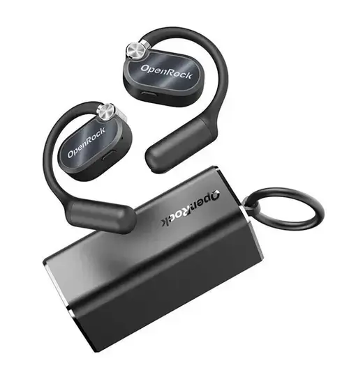 Casti alergare True Wireless OpenROck X, Open-Ear, Bluetooth 5.3, Anulare Zgomot cu AI, Multi-Pairing, 4 microfoane (Negru)