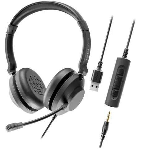 Casti AXTEL ONE UC35 STEREO HD AXH-ONEUCD-35, USB / Jack 3.5mm, Microfon (Negru)