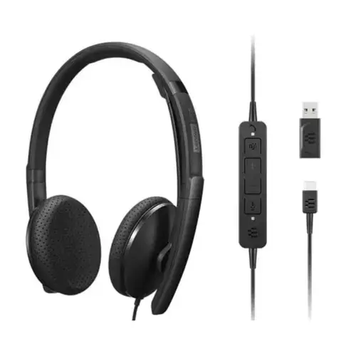 Casti Call Center Lenovo VoIP 4XD1M45626, Teams, cu Microfon, Wired, USB (Negru)
