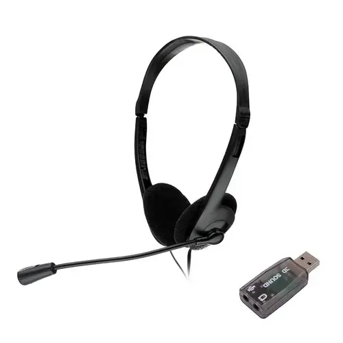 Casti Call Center Spacer SPK-223-USB, Cu fir, Microfon (Negru)