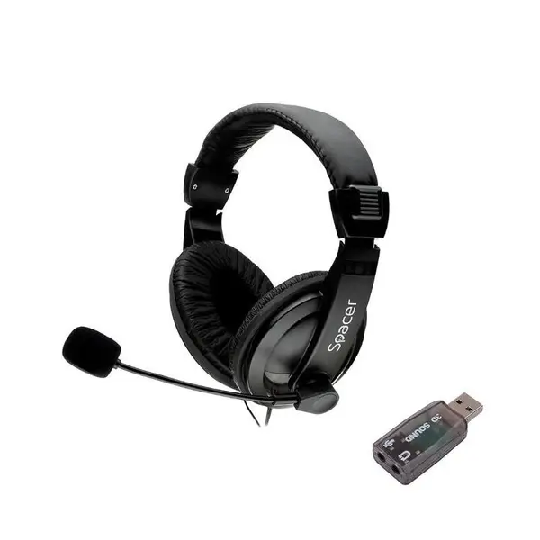 Casti cu micr. Spacer USB 2.0, negru