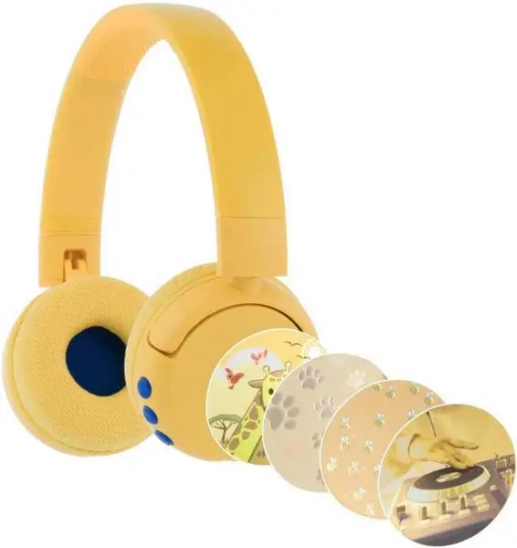 Căști cu microfon pentru copii BuddyPhones - POP Fun, wireless, galbene