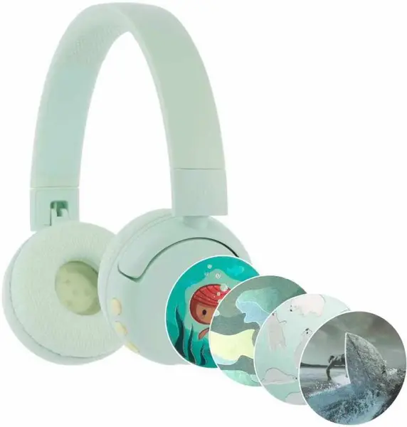 Căști cu microfon pentru copii BuddyPhones - POP Fun, wireless, verzi