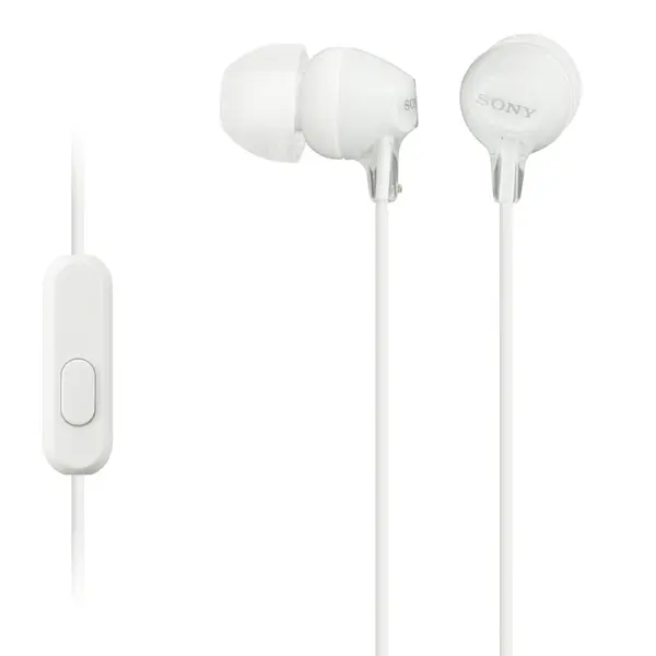 Căști cu microfon Sony - MDR-EX15AP, albe