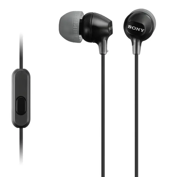 Căști cu microfon Sony - MDR-EX15AP, negre