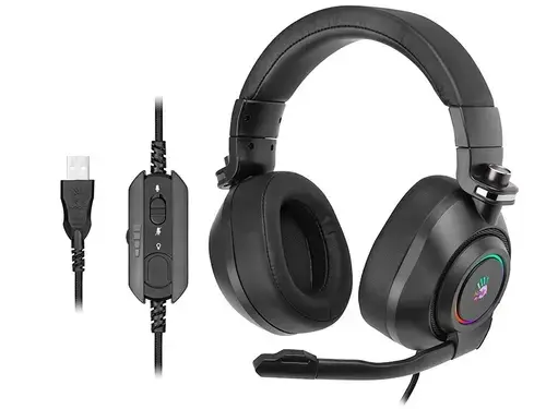 Casti Gaming A4Tech Bloody G580, Wired, USB, iluminare RGB (Negru)