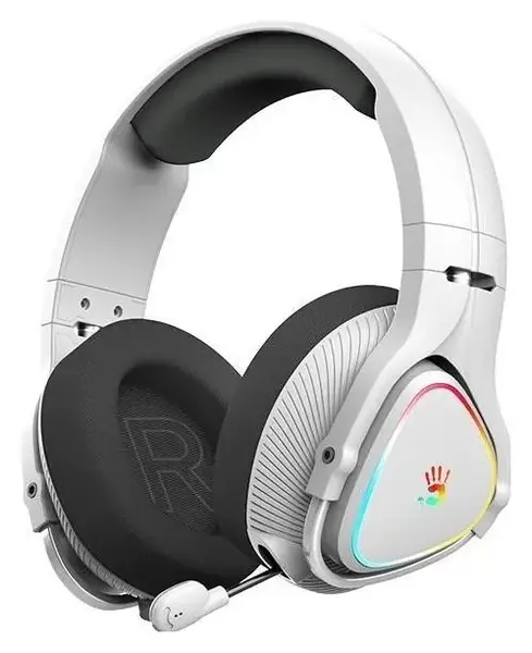 Casti Gaming A4Tech Bloody MR710, Bluetooth 5.3, Wireless 2.4Ghz, Jack 3.5mm, iluminare RGB (Alb)