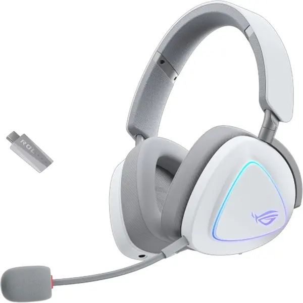 Căști gaming ASUS - ROG Delta II PS5, Xbox, wireless, albe