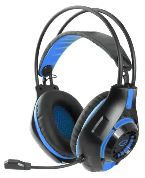 Casti gaming cu LED Esperanza Deathstrike EGH420B, microfon, control volum (Negru/Albastru)