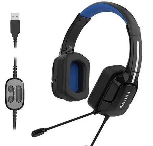Casti Gaming Philips TAGH401BL/00, Microfon (Negru/Albastru)
