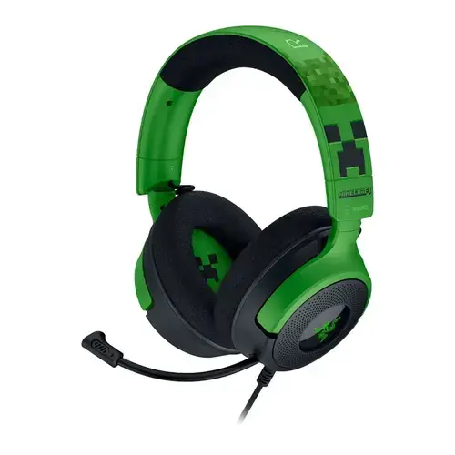 Casti Gaming Razer Kraken V4 X Minecraft Edition, USB-C/USB-A, Surround 7.1, Chroma RGB, Microfon Cardioid HyperClear (Verde)