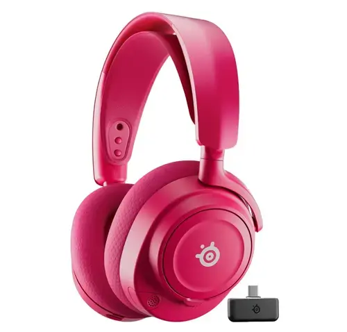 Casti Gaming Steelseries Arctis Nova 7 Gen 2, USB-C/Bluetooth/2.4 GHz, Pentru PC, Autonomie 54 ore, Microfon (Magenta)