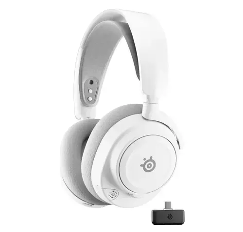Casti Gaming Steelseries Arctis Nova 7 Gen 2, USB-C/Bluetooth/2.4 GHz, Pentru PC, Autonomie 54 ore, Microfon (Alb)