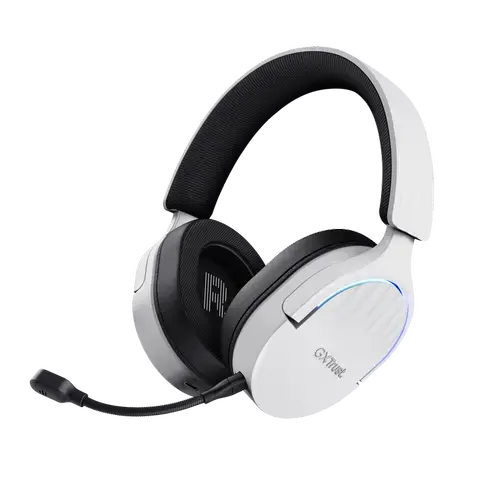 Casti Gaming Trust GXT 491W Fayzo, Cu fir, Bluetooth, Microfon, iluminare RGB (Alb)