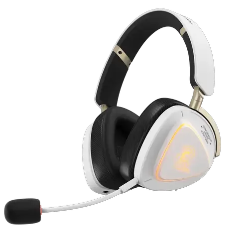 Casti Gaming Wireless ASUS ROG DELTA II-KJP, 2.4GHz/Bluetooth/3.5mm, Multiplatforma, Microfon, Aura SyncRGB, Autonomie pana la 110 ore (Alb)
