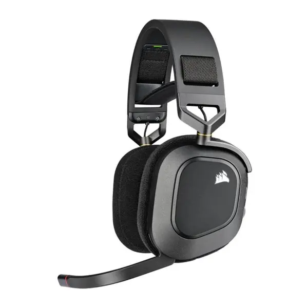 Casti gaming wireless Corsair HS80, surround Dolby Atmos, multiplatforma PC PS4/PS5, iluminare RGB, Negru