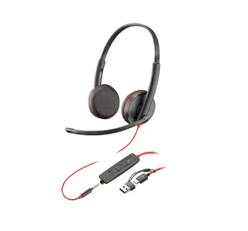 Casti HP Poly BW 3225 jack 3.5mm + adaptor USB-C/A (Negru)