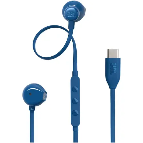Casti In-Ear cu fir JBL Tune 305C, Pure Bass, Hi-Res, USB-C, Albastru